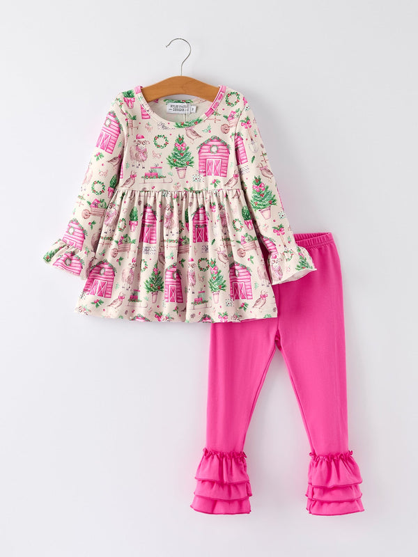 pink-farmhouse-theme-girl-set-christmas-spirit-outfit-Sophia's Style-Outfit-1